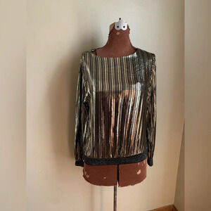 Vintage gold and silver blouse, 1980’s 1970’s John’s girl top, disco shirt